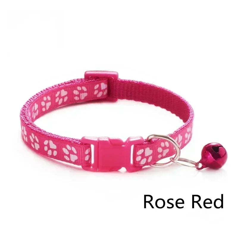 Cat Dog Universal Collar Adjustable footprint Pet Collar with Bell and PP Material Separator Reflecting Safety Bucket Solid Safe