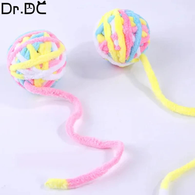 Dr.DC Pet Cat Toys Are Self Entertaining Chew and Tease Cats Toy Balls Colored Wool Dog Supplies Fidget Toy for Cats Accessories