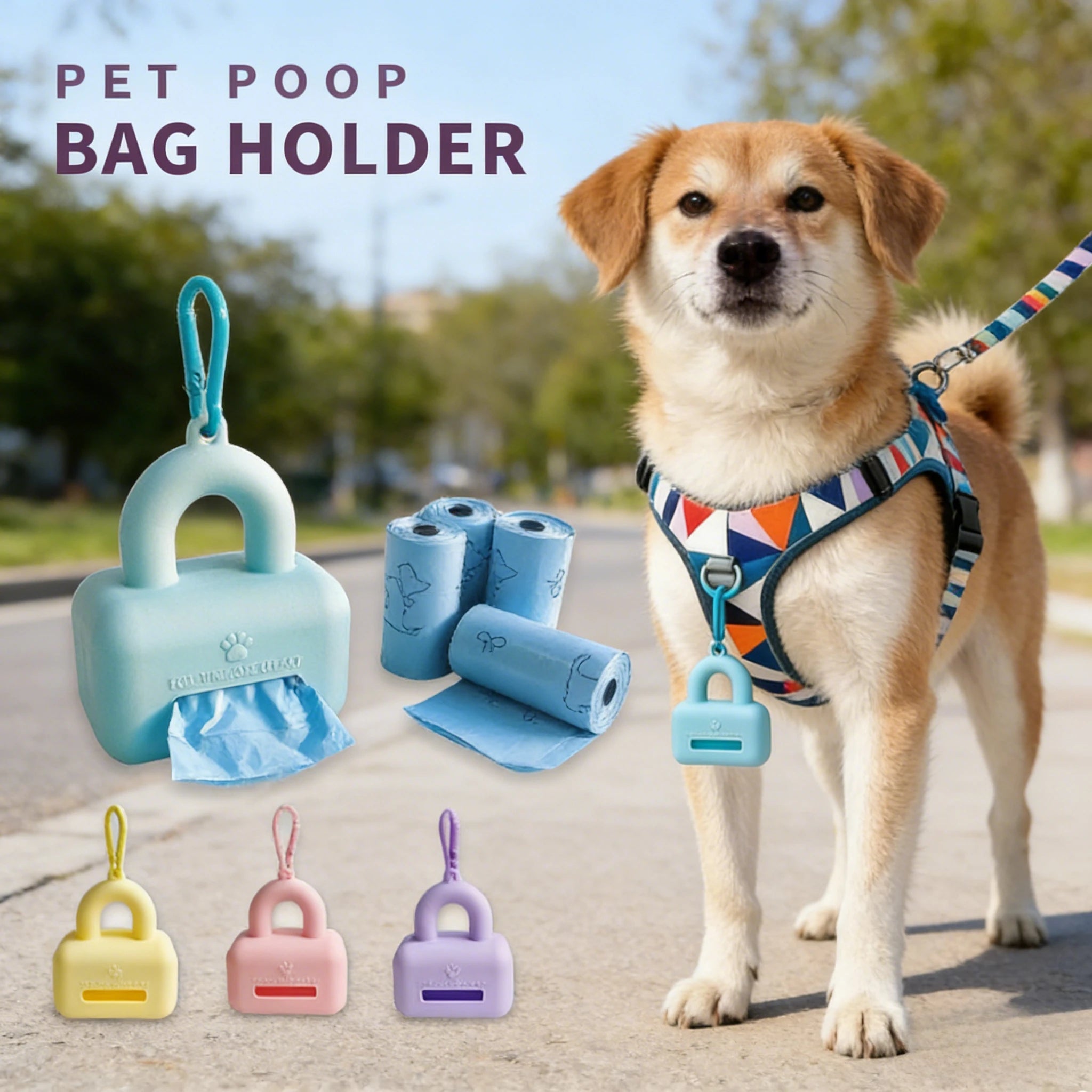Silicone Pet Waste Bag Dispenser Portable Dog Poop Bag Holder for Outdoor Walking Cleaning Supplies