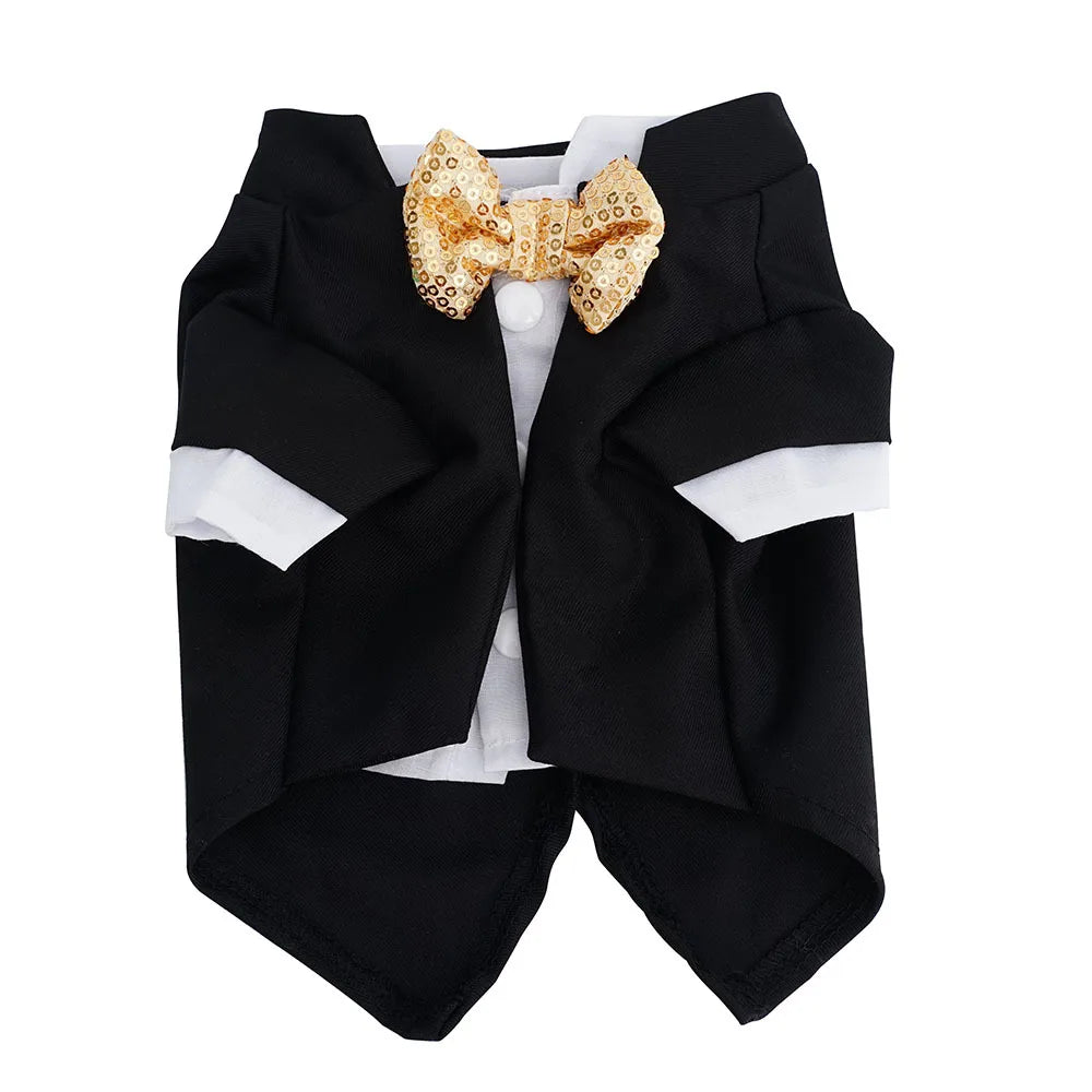 Pet Shirt Small Dog Clothes Wedding Formal Suit With Bow Tie Costume