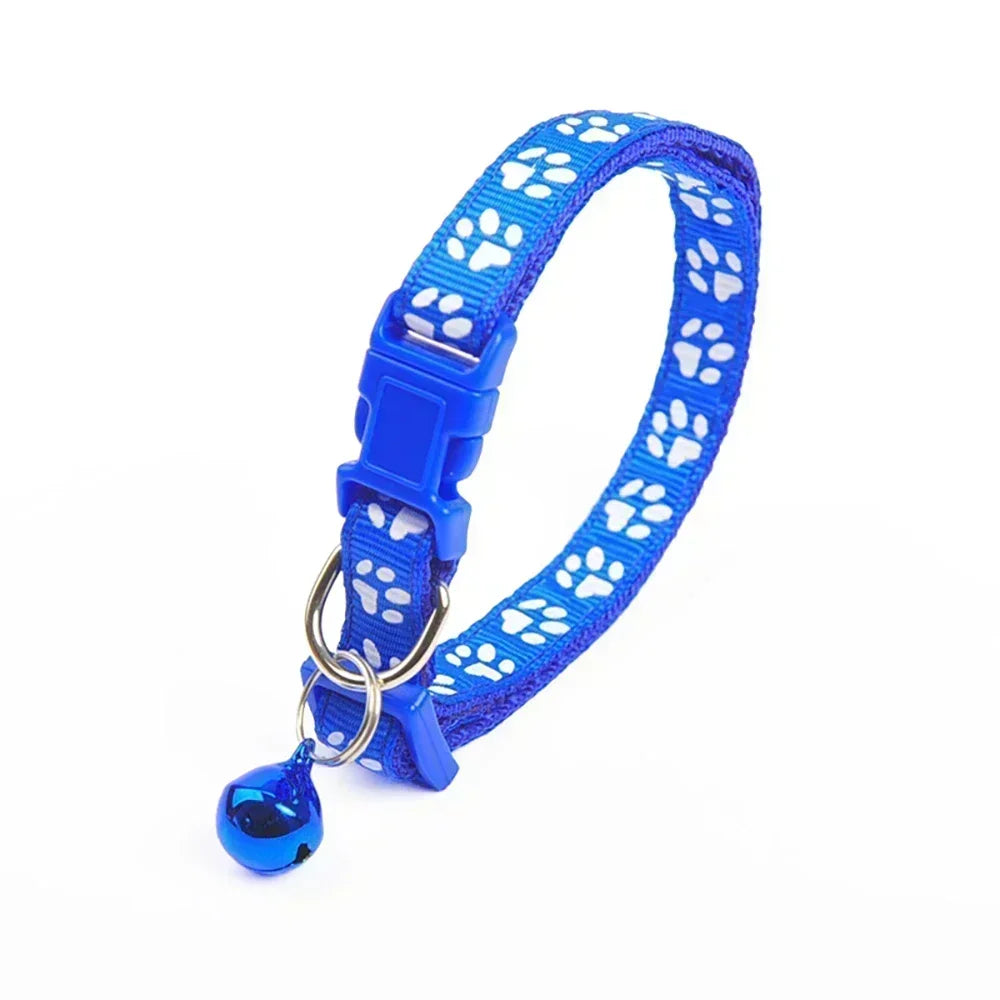 Cat Dog Universal Collar Adjustable footprint Pet Collar with Bell and PP Material Separator Reflecting Safety Bucket Solid Safe