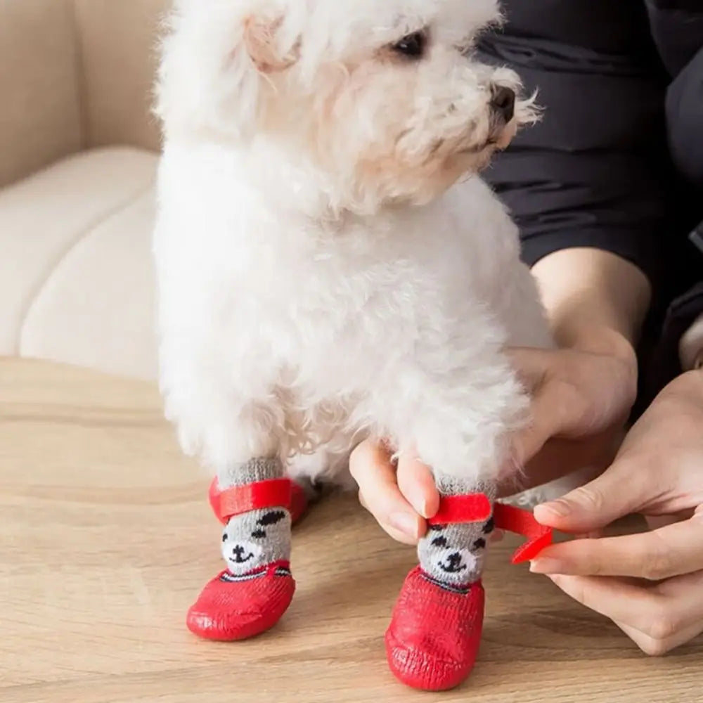 Pet Dog Shoes Waterproof Warm Dog Boots Non Slip Paw Protector Shoes for Small Dogs Cats Outdoor Walking Daily Wear Pet Footwear