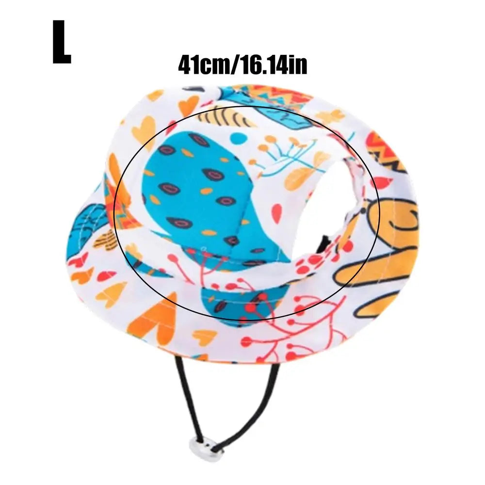 Pet Sun Hat for Cats Breathable Round Brim Ear Holes Sunlight Blocking Caps Dog Summer Outdoor Photography Holiday Beach