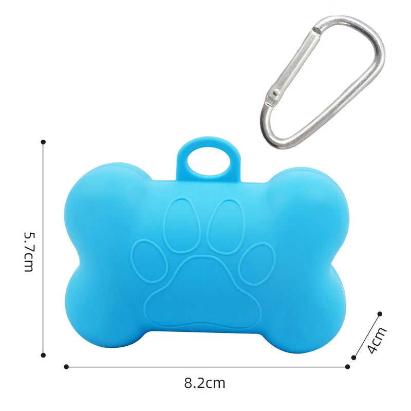 Bone Shaped Silicone Pet Garbage Bag Dispenser Portable Dog Poop Bag Holder Outdoor Animal Waste Collection Pouch Pet Supplies