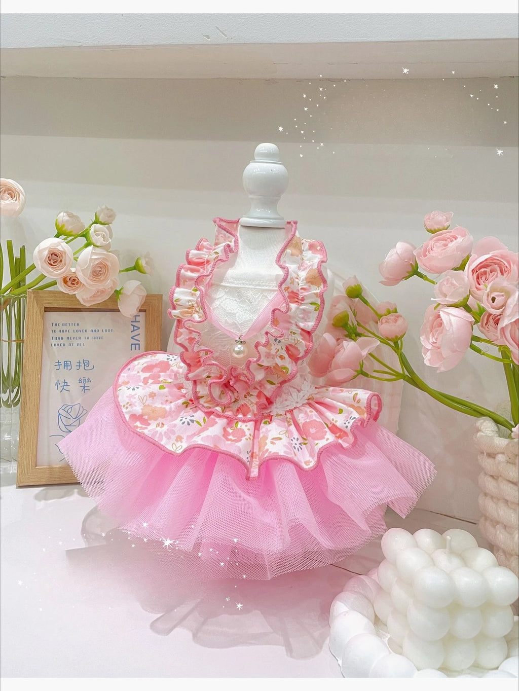 Pet Spring Lace Dress Pet Yorkshire Teddy Cat Puff Skirt Puppy Dog Dresses for Small Dogs Puppy Clothes
