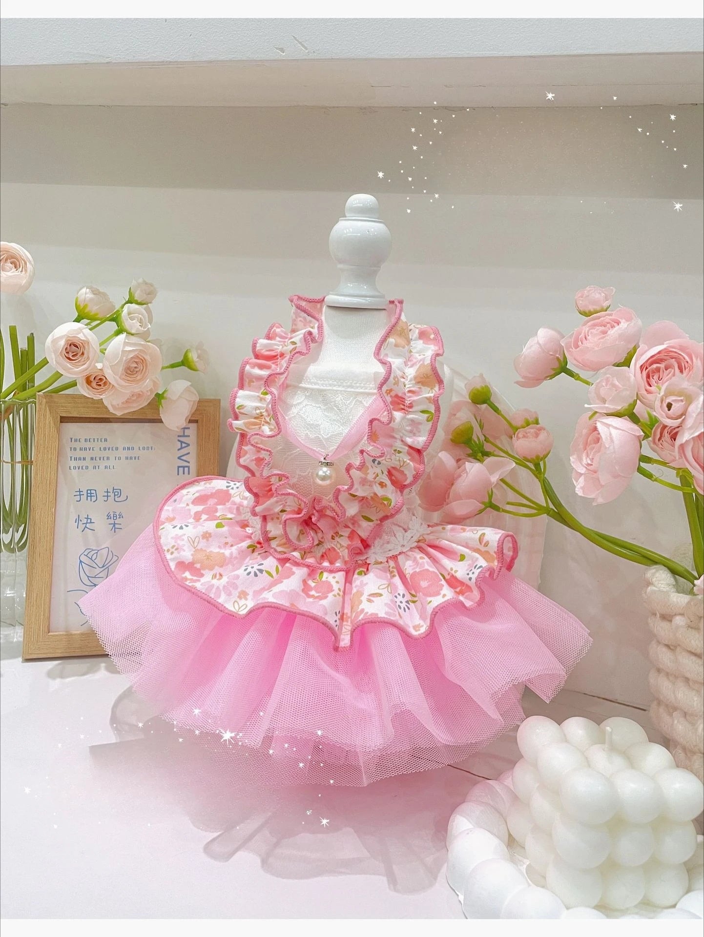 Pet Spring Lace Dress Pet Yorkshire Teddy Cat Puff Skirt Puppy Dog Dresses for Small Dogs Puppy Clothes