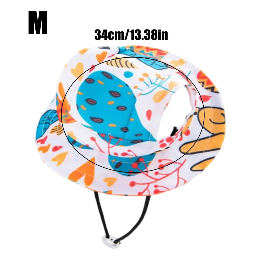 Pet Sun Hat for Cats Breathable Round Brim Ear Holes Sunlight Blocking Caps Dog Summer Outdoor Photography Holiday Beach