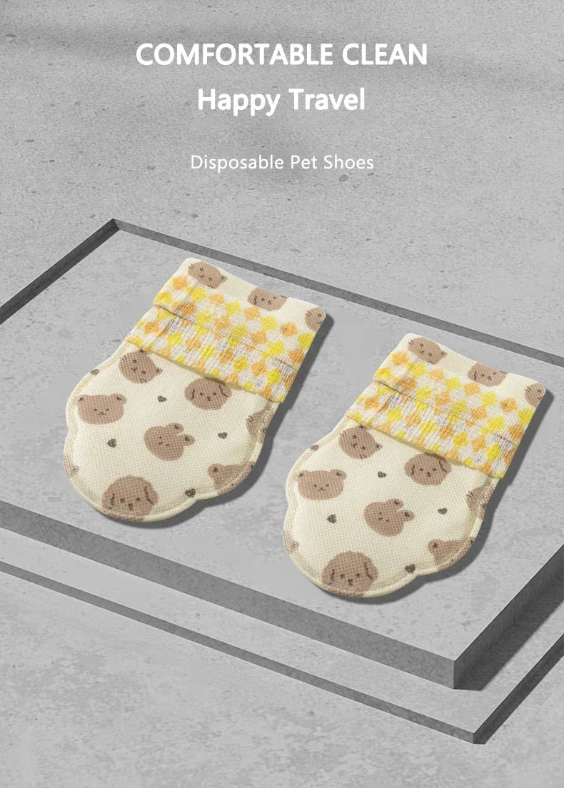 Pet Disposable Bear Shoes Dog Booties Soft Shoes Covers Portable Anti Slip Dog Cat Outdoor Small Medium Foot Cover Pet Supplies