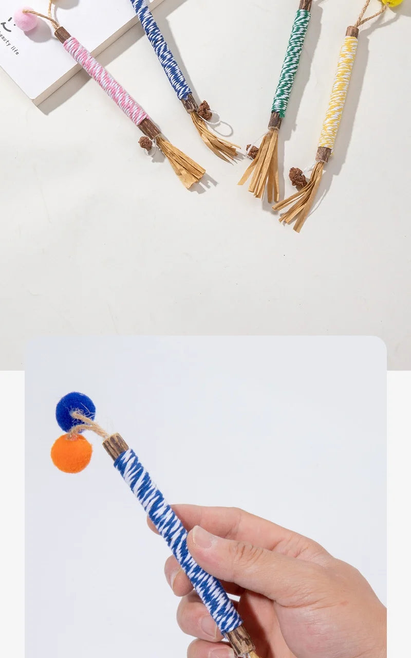 Pet Cat Toys: Self-Amusing, Boredom-Relieving, Valerian Catnip Ball Chew Stick, Jute Ball Pet Toy Supplies