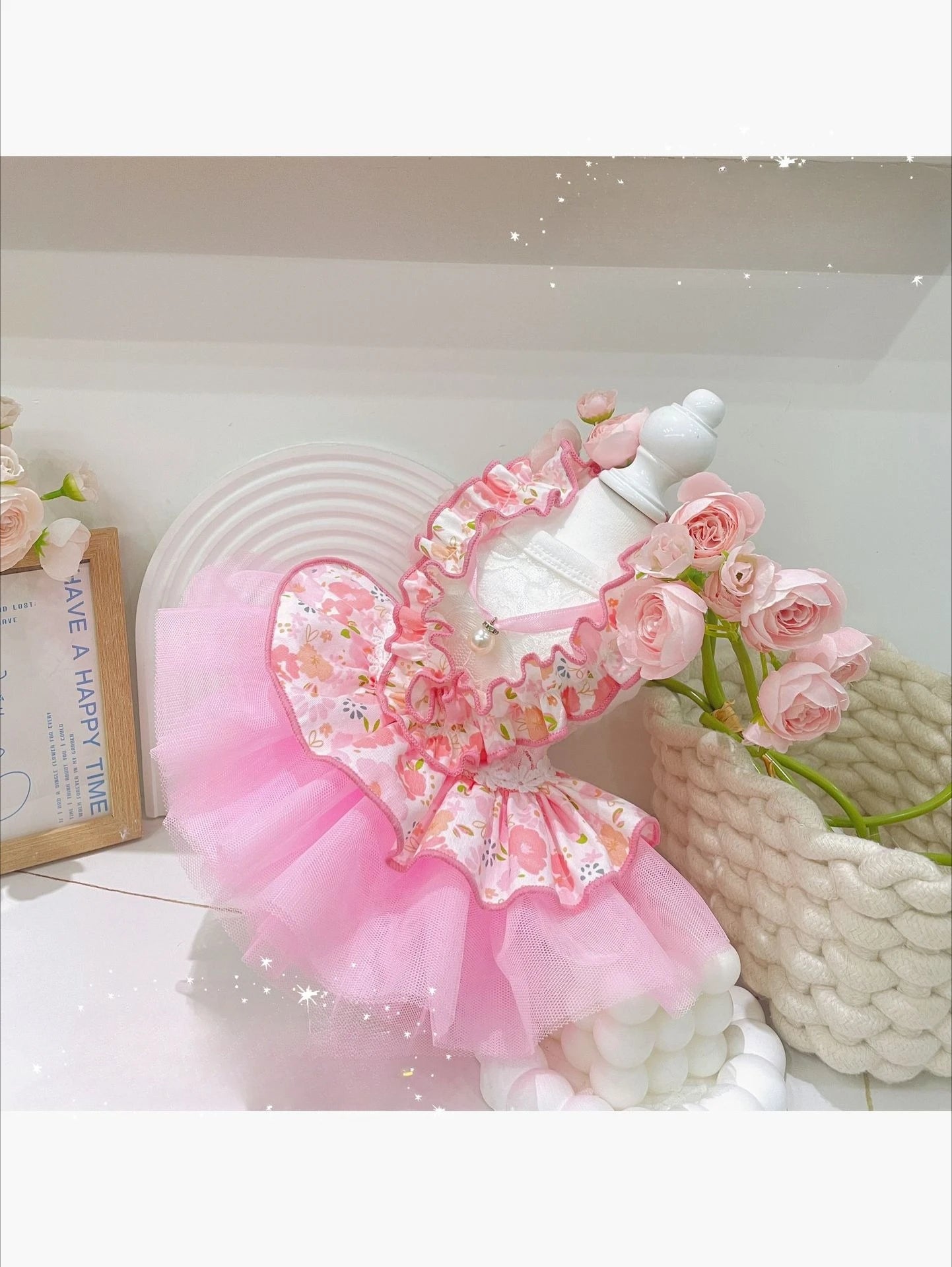 Pet Spring Lace Dress Pet Yorkshire Teddy Cat Puff Skirt Puppy Dog Dresses for Small Dogs Puppy Clothes