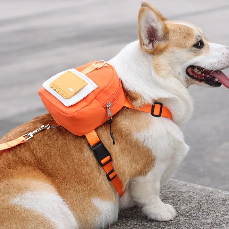 Pet Snack Storage Bag Pet Backpack With Harness Collar Outdoor Adjustable Harness Backpack Suitable Pet Travel Walk