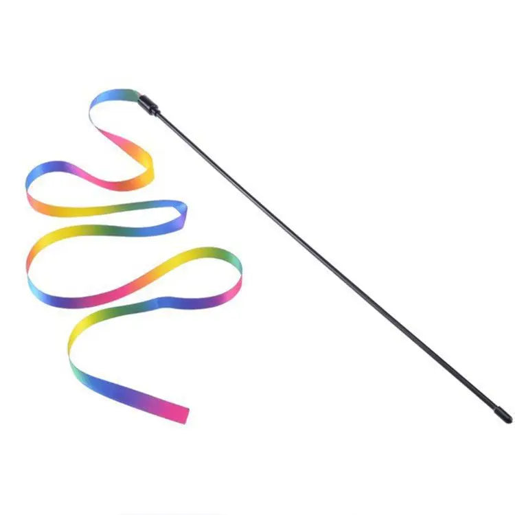 Pet Cat Toys Cute Funny Rainbow Strips Stick Cat Teaser Wand Pet Toys for Cats Interactive Toys Cat Supplies Pet Products